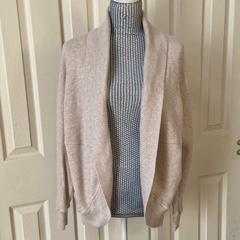 ABOUND COTTON OPEN CARDIGAN SOLID SWEATER/ TAN-CREAM / M-L